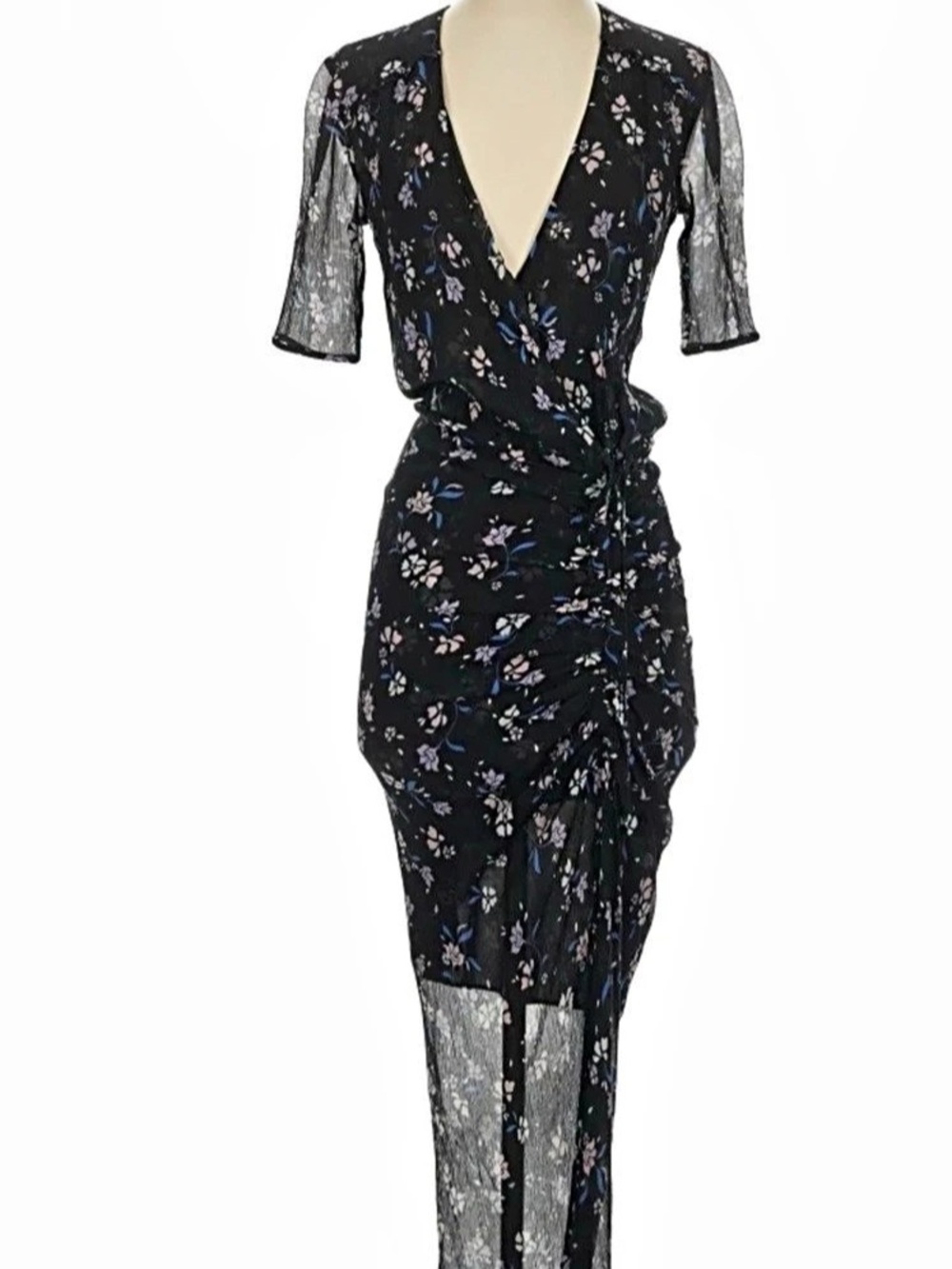 Veronica Beard Floral Maxi Dress in Black & Purple, Small